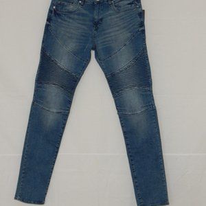 True Religion ROCCO Moto Skinny Runstitch Relaxed Jeans Medium Wash Men’s 33x32
